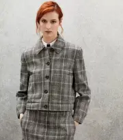 NWT$4995 Brunello Cucinelli Women Sparkly Sequined VWool Blend Plaid Jacket W242