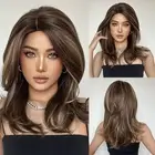 Brown Wigs for Women Light Brown Highlights Blonde Wig Natural Shoulder Lengt...