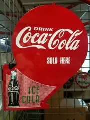 COCA COLA 1930S 40S HANGING OR FLANGE ADVERTISING SIGN