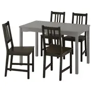 HAUGA / STEFAN table and 4 chairs, grey/brown-black, 118x74 cm
