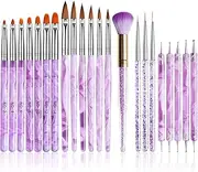 [Kalolary] 22pcs UV Gel Nail Art Brush Set, Acrylic Nail Art Dust Brush Nail Art Dotting Pen Nail Painting Brush Pen Nail Art Tips Builder Brush Gel Nail Painting Tools for DIY Nail Art Designs