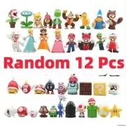 RANDOM 12pcs Super Mario Bros Action Figures Kawaii Bowser Anime Figure