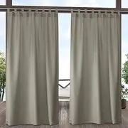 Exclusive Home Cabana Solid Indoor/Outdoor Light Filtering Hook-and-Loop Tab Top Curtain Panel Pair, 54"x120", Taupe