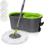 Spin Mop Bucket System, Pedal Spin Mop and Bucket with Wringer Set,Easywring Mic