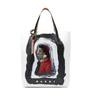 Marni Illustration Printed Top Handle Bag One size White