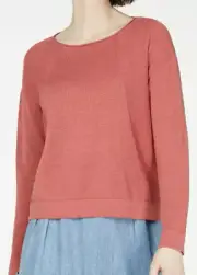 Eileen Fisher Women Sweater Chuty Red Size Large L Jewel-Neck Pullover $258- 239