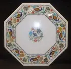 12" Marble side end top semi precious stone Inlay Handmade Work table top