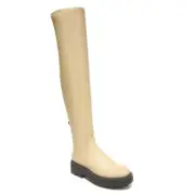 Franco Sarto Womens 7.5 Janna Over the Knee Boot in Beige NEW