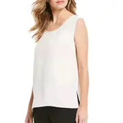 Caroline Rose Women's Ivory Essential Basic Knit Jersey Tank Top Sz S