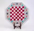 15'' Marble Octagon Chess Table Top with Inlay Art Coffee Table for Home c23