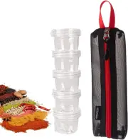 Joyeee Set of 5 Outdoor Spice Jars Set, Portable Seasonings Box Sauce Condiment,