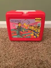 Vintage 1990 The Simpsons The Bart Show Red Plastic Lunchbox with Thermos