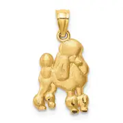 14K Yellow Gold Diamond-Cut Poodle Pendant
