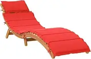Camping Sunloungers Reclining Patio ChairsSun Lounger with Cushion Red Solid Wood Acacia