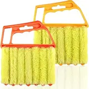 2pcs Blind Cleaner Duster Tool, Hand-Held Washable Shutter Duster, Dusting Cleaner Tool for Window (Orange + Yellow)