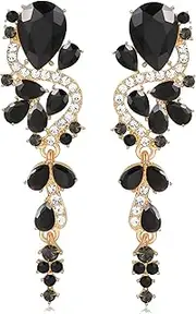 [WanBigVa] Rhinestone Statement Drop Dangle Earrings Dangling Sparkly Crystal Bridal Wedding Earrings for Brides Bridesmaides Long Colorful Chandelier Teardrop Earrings for Women Prom Party
