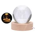 Luminous 3D Crystal Ball Night Light - USB Powered Wood Base Decor