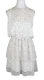 Cynthia Rowley Women's Blouson Dress Tiered Peasant Sleeveless Boho Floral Small