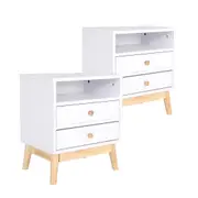 2X Bedside Tables Storage Cabinet Nightstand 2 Drawer Wood ANYA WHITE