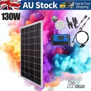 130W Solar Panel Kit Battery Charger Power Mono Caravan Camping 12V W/ Regulator