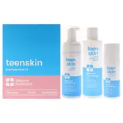 Teenskin Everyday Face Kit by Natural Outcome for Women - 3 Pc 5oz Teen Skin Gentle Clarifying Face Wash, 1.7oz Teen Skin Calm Control Moisturizer, 6.7oz Teen Skin Pore Purifying Toner