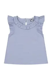 Busy Bees Colette Flutter Sleeve Top Cornflower Blue Mini Stripe at Nordstrom, Size 10