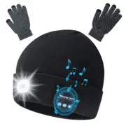 Long Lasting Flexible LED Bluetooth Music Glowing Knitted Hat + Anti-slip Gloves