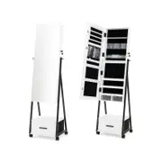 Costway Mobile Mirror Jewellery Cabinet w/Drawers White