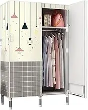 Portable Wardrobe Wardrobe,Portable Canvas Wardrobe Shelves,Clothes Closet Storage Organizer Open Door Fabric Wardrobe with Hanging Rail Clothes Rack