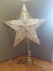 Vntg Capiz Shell Star Christmas Tree Topper In Box 10.5” Holiday Tree Topper D