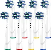 Electric Toothbrush Across Action Replacement Brush Heads for Oral B, Professional Cross Toothbrush Replacement Brush Heads Compatible with Oral B Electric Toothbrush, 8 Packs