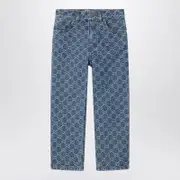 [GUCCI] GG jacquard blue/ivory jeans 10 Y Blue