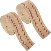 Ziqi 2Pcs Upholstery/Craft Jute Webbing, 3.5 Inches X 10 Yards Natural Burlap Fabric Jute Webbing Burlap Ribbon, Upholstery Chair Webbing Tape for Chair Repair, Crafts & Decorations (Red Stripes)