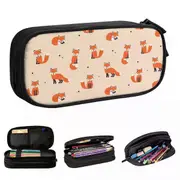 Kerota BD1415-Lovely Cute Fox Cartoon Pattern Pencil Case Foxes Animal Pencilcases Pen Box for Student Bags Students School Gift Accessories 5x10.5...
