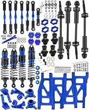 hopsupRC Upgrades for 1/10 Stampede/Slash/Rustler 4x4,Steel Drive Shaft CVD&Adjustable Turnbuckles Camber Links&RC Shocks&A Arm&Caster Block,Steering Blocks,Stub Axle Carriers,Wheel Hex&Hex Hub,Blue