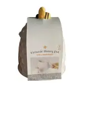 Ceramic Honey Pot White With Wood Dipper Bullseye Playground