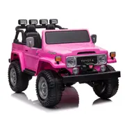 24V Licensed Toyota Land Cruiser FJ40 4WD Ride on Car SUV For Kids With Paretal Remote - Pink - POSHO