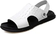 [PUXINGPING-UE] Men's Summer Casual Sandal Crocodile Raised Jackanapes Slipper Vegan Leather Outdoor Beach shoes Dual Use Open toe Cut Out Anti slip