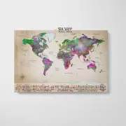 Couple Travel Map - World Map Wall Art Canvas Print