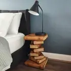 Bed Side Table/Lamp Table - Book Stack Design Wooden