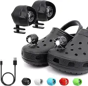 Headlights for Shoes LED Light for Kids Adults for Outdoor Camping Dog Walking Clip on Clog Flashlights for Shoes Charm Accessories Rechargeable Waterproof 2PCS (Black)