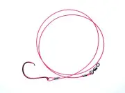 (2-PACK) SUPERBLEED MUSKY CIRCLE HOOK SUCKER RIGS - RED MONO - NON OFFSET HOOK