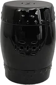 Oriental Furniture 18" Solid Black Porcelain Garden Stool
