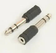 1/4in (6.35mm) TRS Stereo Plug to 3.5mm TRS Stereo Jack Adapter, 5pc