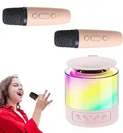 Portable Karaoke, Speaker Microphones, Karaoke Machine for Adults Kids Speaker with Wireless Microphones and Light for Parties