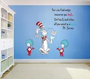 Runtoo Dr Seuss Quotes Saying Wall Decals Kids Educational Wall Stickers Children Reading Room Baby Nursery Wall Décor