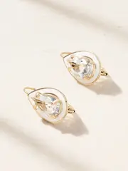 [Alison Lou] Alison Lou - Cocktail 14-karat Gold, Topaz And Enamel Earrings - White - One size One size White