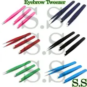 GERMAN Eyebrow Tweezers Hair Tweezers Slanted Straight Pointy Set Of 3