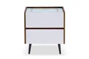 Beth Smart Bedside Table with Wireless Charger - White Walnut