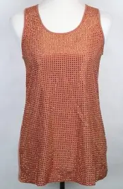 $650 New Gucci Studded Silk Sleeveless Tank Top Peach 340183 7962